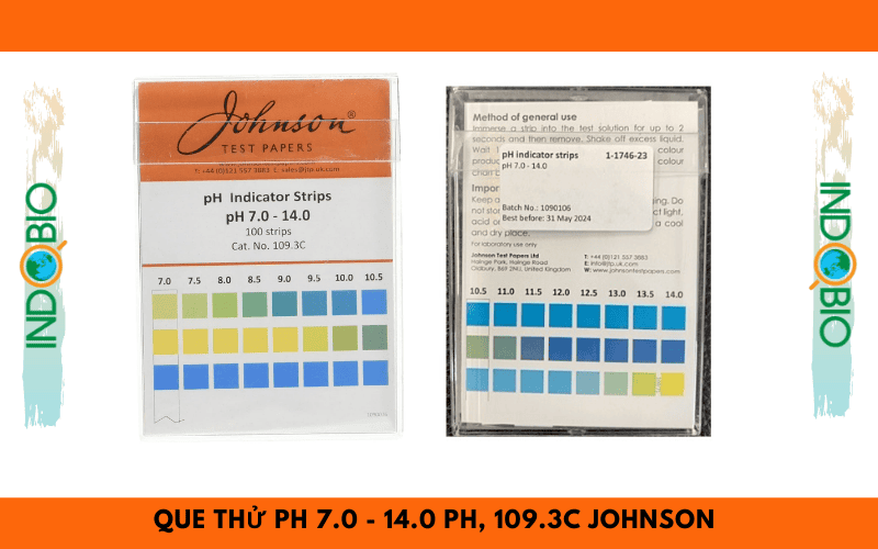 QUE THỬ ĐO ĐỘ PH 109.3C JOHNOSN TEST PH 7.0-14.0 VỚI BƯỚC NHẢY 0.5pH 